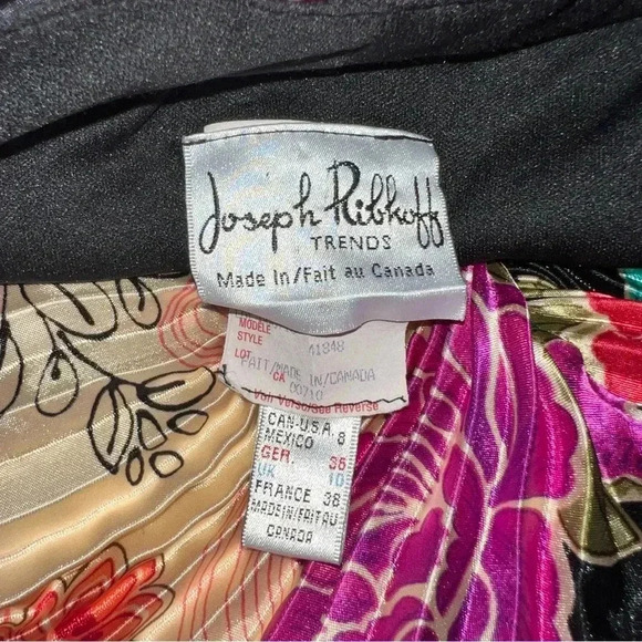 Joseph Ribkoff Trends Women’s Oriental Print Pleated Lined Halter V-Neck Top 8 - Picture 10 of 16